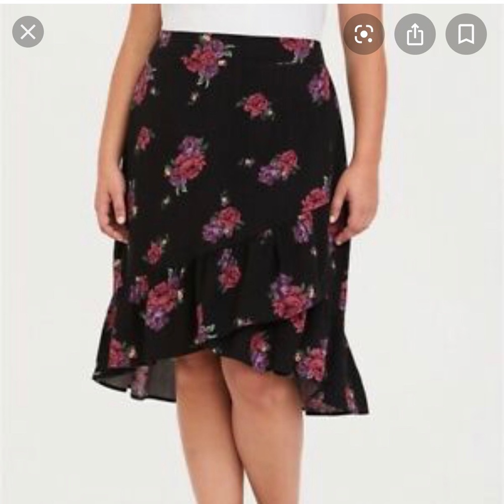 TORRID SIZE 2 HIGH-LOW FLORAL WRAP-SKIRT